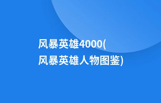 风暴英雄4000(风暴英雄人物图鉴)