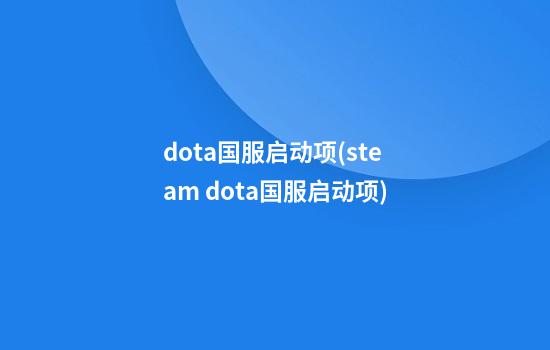 dota国服启动项(steam dota国服启动项)