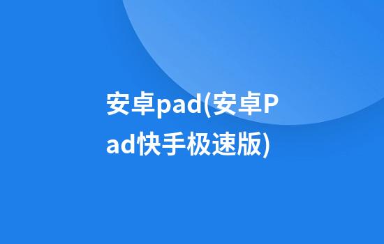 安卓pad(安卓Pad快手极速版)