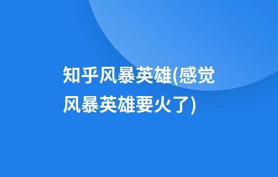 知乎风暴英雄(感觉风暴英雄要火了)