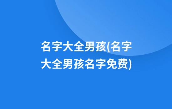 名字大全男孩(名字大全男孩名字免费)