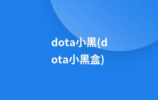 dota小黑(dota小黑盒)