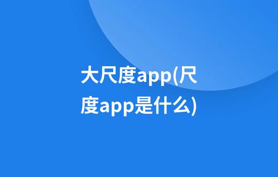 大尺度app(尺度app是什么)