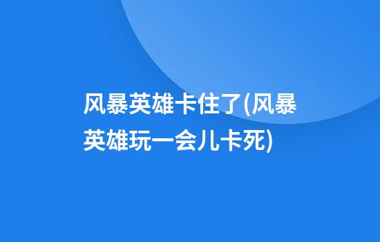 风暴英雄卡住了(风暴英雄玩一会儿卡死)