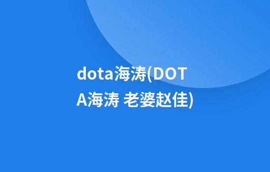 dota海涛(DOTA海涛 老婆赵佳)