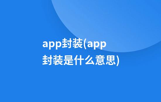 app封装(app封装是什么意思?)