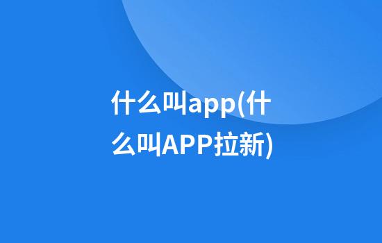 什么叫app(什么叫APP拉新)