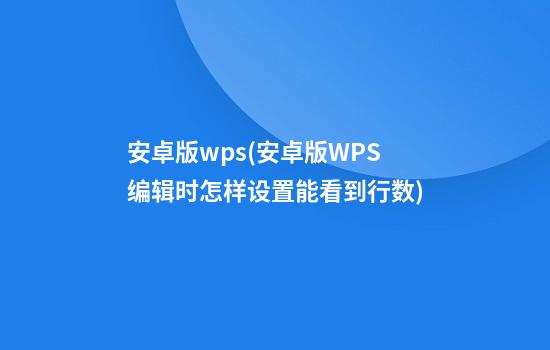 安卓版wps(安卓版WPS编辑时怎样设置能看到行数)