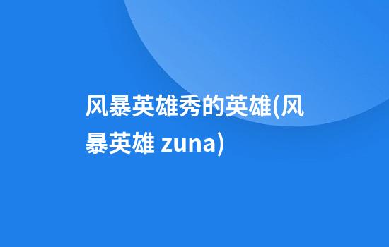 风暴英雄秀的英雄(风暴英雄 zuna)