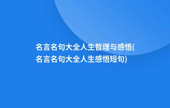 名言名句大全人生哲理与感悟(名言名句大全人生感悟短句)