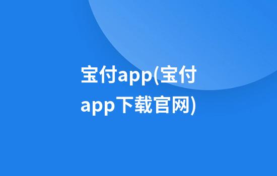 宝付app(宝付app下载官网)