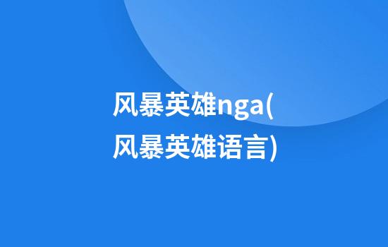 风暴英雄nga(风暴英雄语言)