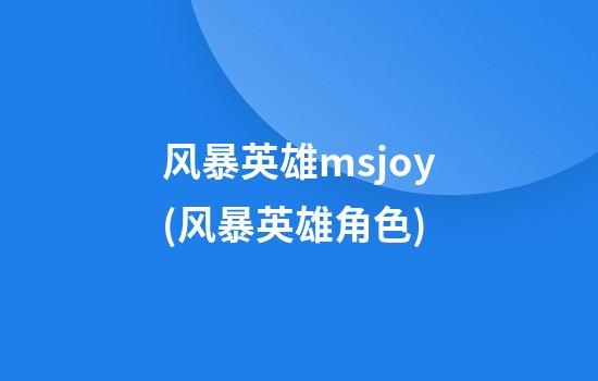 风暴英雄msjoy(风暴英雄角色)