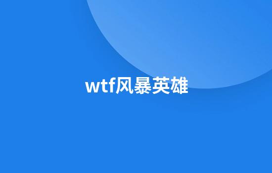 wtf风暴英雄