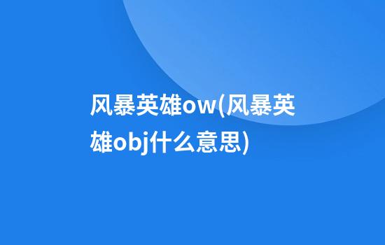 风暴英雄ow(风暴英雄obj什么意思)