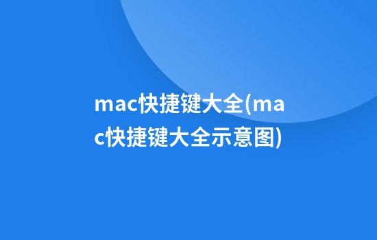 mac快捷键大全(mac快捷键大全示意图)