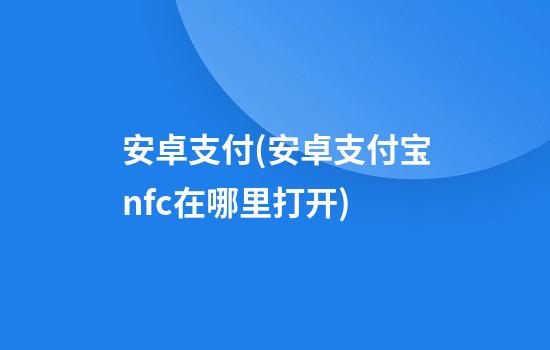 安卓支付(安卓支付宝nfc在哪里打开)