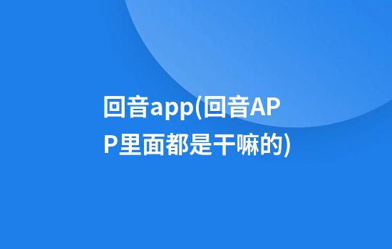 回音app(回音APP里面都是干嘛的)