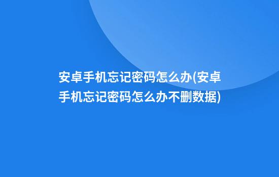 安卓手机忘记密码怎么办(安卓手机忘记密码怎么办不删数据)