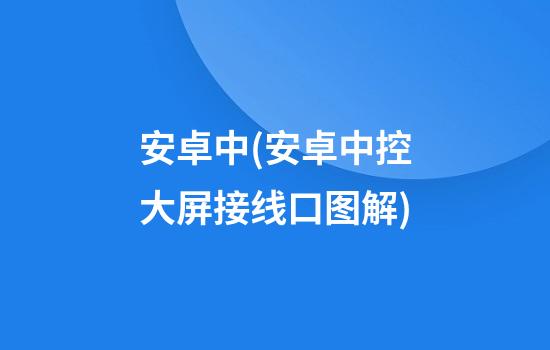 安卓中(安卓中控大屏接线口图解)