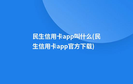 民生信用卡app叫什么(民生信用卡app官方下载)