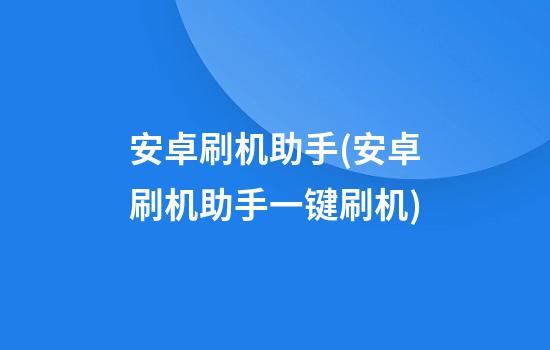 安卓刷机助手(安卓刷机助手一键刷机)