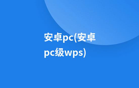 安卓pc(安卓pc级wps)