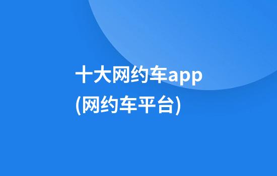 十大网约车app(网约车平台)