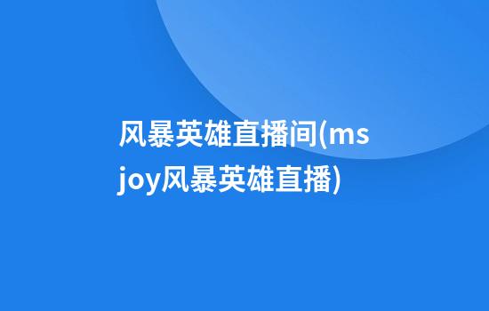 风暴英雄直播间(msjoy风暴英雄直播)