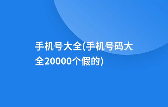 手机号大全(手机号码大全20000个假的)