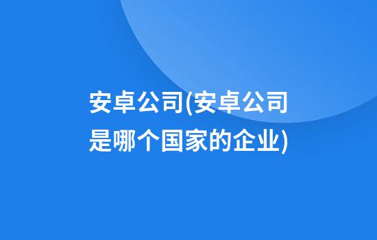 安卓公司(安卓公司是哪个国家的企业)