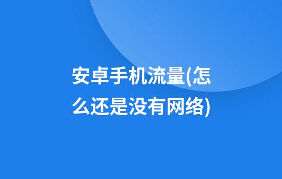 安卓手机流量(怎么还是没有网络)